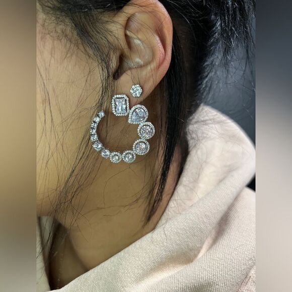 Cezanne Crystal Hoop Earrings – Stunning & Unique - Picture 4 of 9